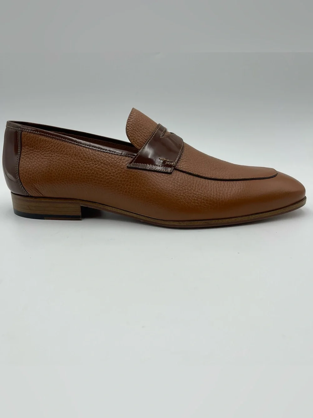 Mezlan SZ 14M Camel Tonal Contrast Pebble Leather Classic Penny Loafer-MSRP $425